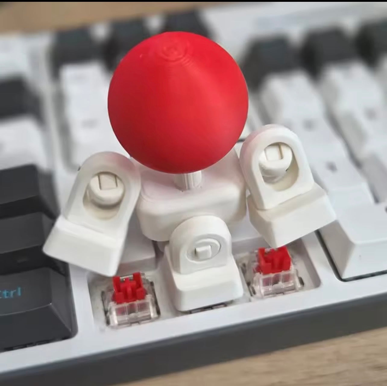 Mechanical Keyboard WASD Arcade Joystick - Red Ball 3D Printed Gaming Accessory