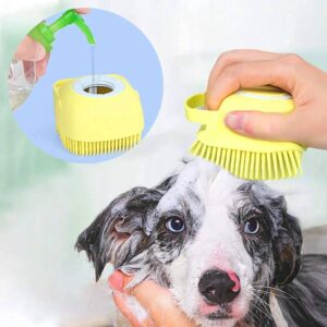 Dog & Cat Bathing Brush - Silicone Massage Brush with Shampoo Dispenser