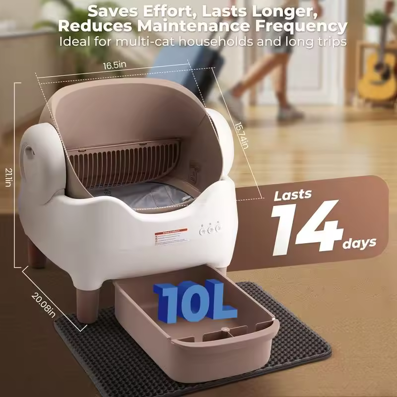 Ultimate Self-Cleaning Automatic Cat Litter Box – App Control, Odor-Free, Open-Top for Multi-Cat Homes