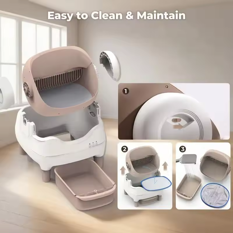 Ultimate Self-Cleaning Automatic Cat Litter Box – App Control, Odor-Free, Open-Top for Multi-Cat Homes