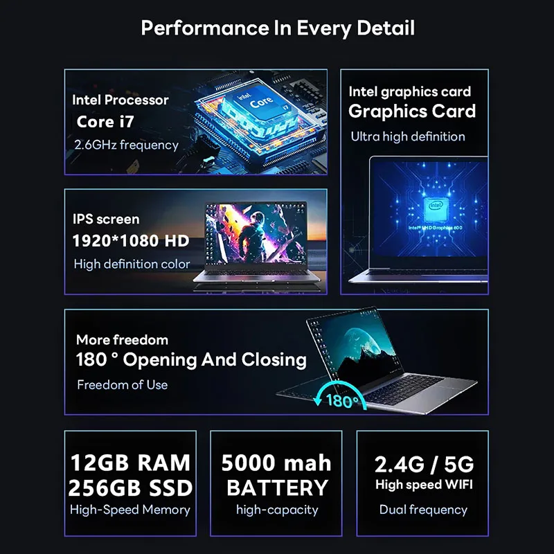 2026 Windows 11 Laptop Intel Core i7 7500U Computer 12GB RAM 1TB 2TB SSD 14.1“Laptops Ultra slim Notebook PC Business Study Office - Image 2