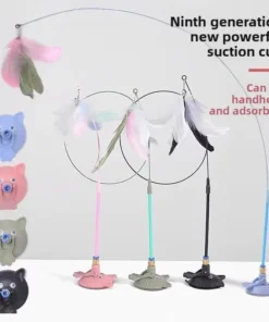 Alternative view of Cat toys Cat teasing stick Self-hi Boredom relief artifact with suction cup Long pole Pet kitten play Kitten supplies Pet toys